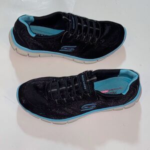 Skechers Women's Black Sneakers with Blue Highlights Size 9US